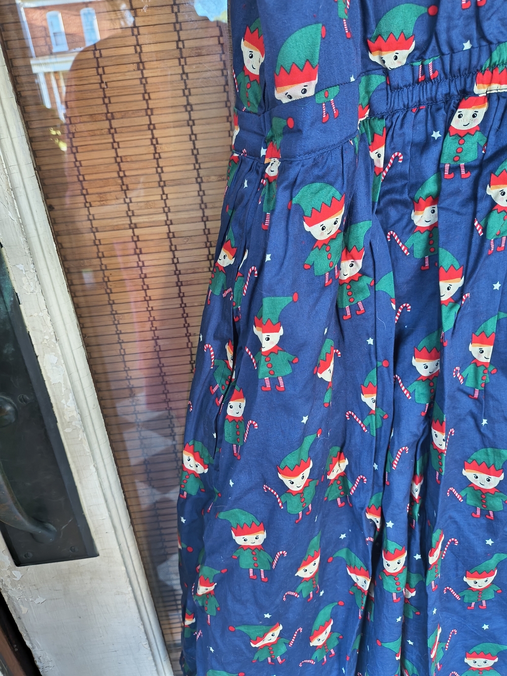 ModCloth What’s The Scoop A-Line Dress Navy Elf Holiday Christmas Print 2X - Picture 10 of 12
